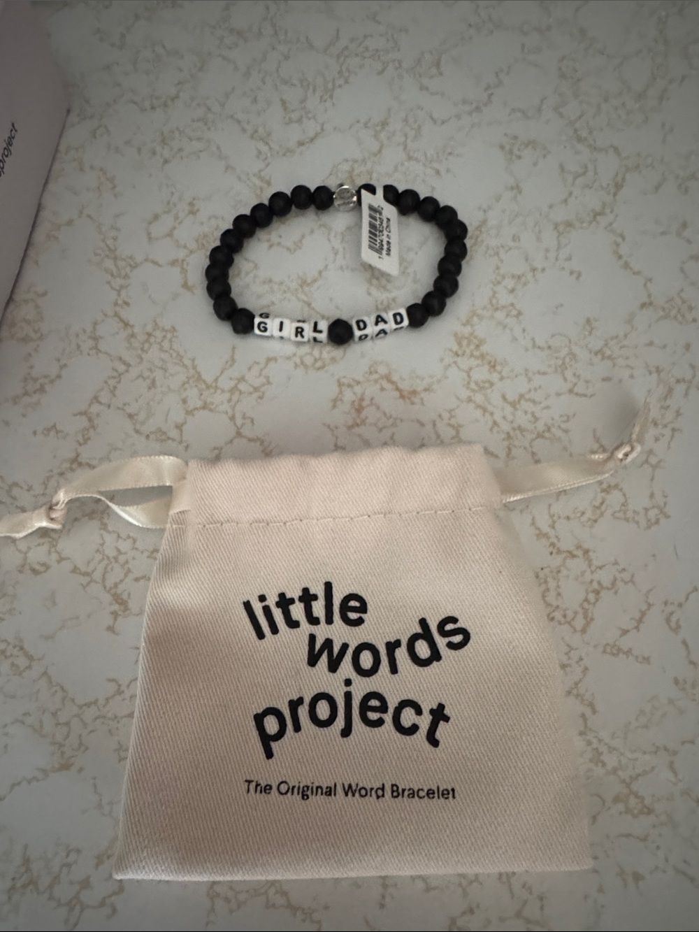 Little Words Project GIRL DAD Black Bead Bracelet